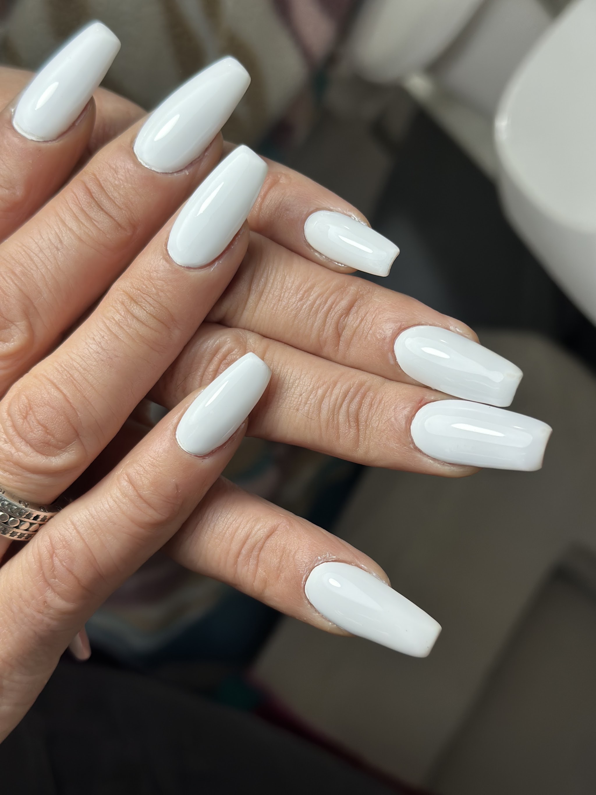 Lange witte coffin nagels